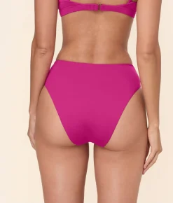 The 90s High Waist Bikini Bottom in Fuchsia