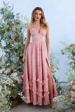 The Scarlette Dress in Light Pink Tapestry Rose