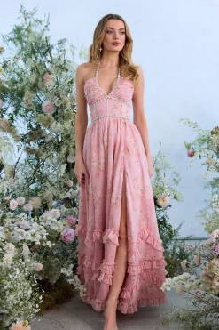 The Scarlette Dress in Light Pink Tapestry Rose