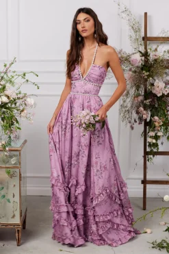 The Scarlette Dress in Lilac Tapestry Rose