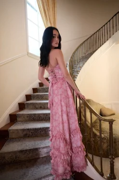 The Scarlette Dress in Pink Peony Print