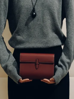 The Small Soft Clutch in Deep Red Nappa