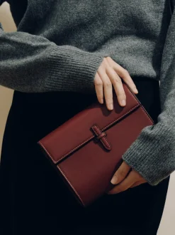 The Small Soft Clutch in Deep Red Nappa
