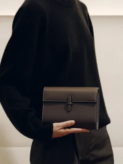 The Small Soft Clutch in Dark Brown Nappa