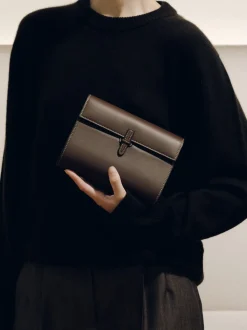 The Small Soft Clutch in Dark Brown Nappa