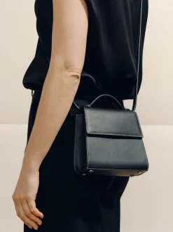 The Small Top Handle in Black Nappa