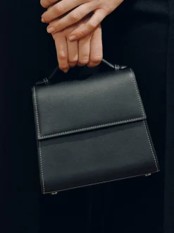 The Small Top Handle in Black Nappa