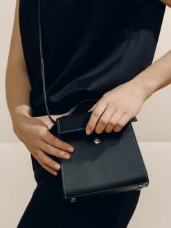 The Small Top Handle in Black Nappa