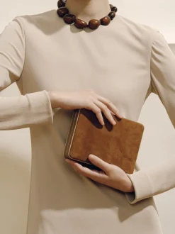 The Square Compact in Camel Suede