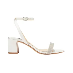The Stella Sandal in Ivory Satin with Crystals