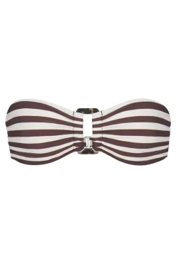 The Tortoise Bandeau Bikini Top In Espresso Even Stripes