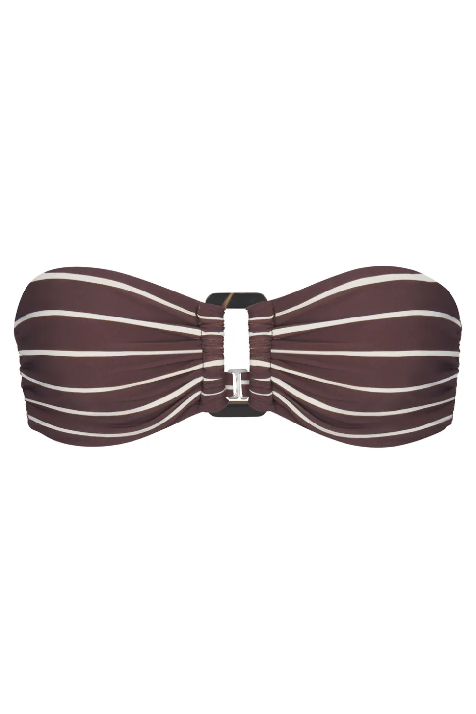 The Tortoise Bandeau Bikini Top In Espresso Odd Stripes