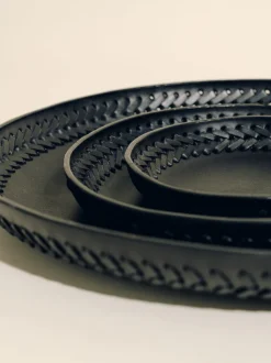 The Tray Set in Black Leather Lace Trim