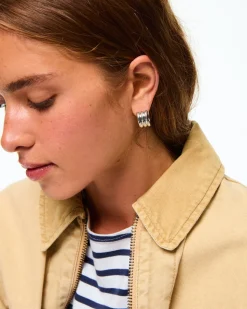 The Triple Tube Huggie in Silver