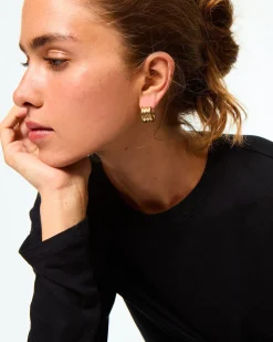 The Triple Tube Huggie in Gold