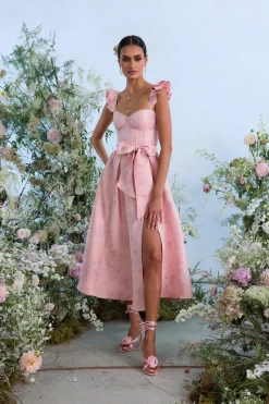 The Vera Dress in Light Pink Windsor Brocade