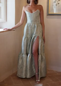 The Vivian Dress in Sage Windsor Brocade