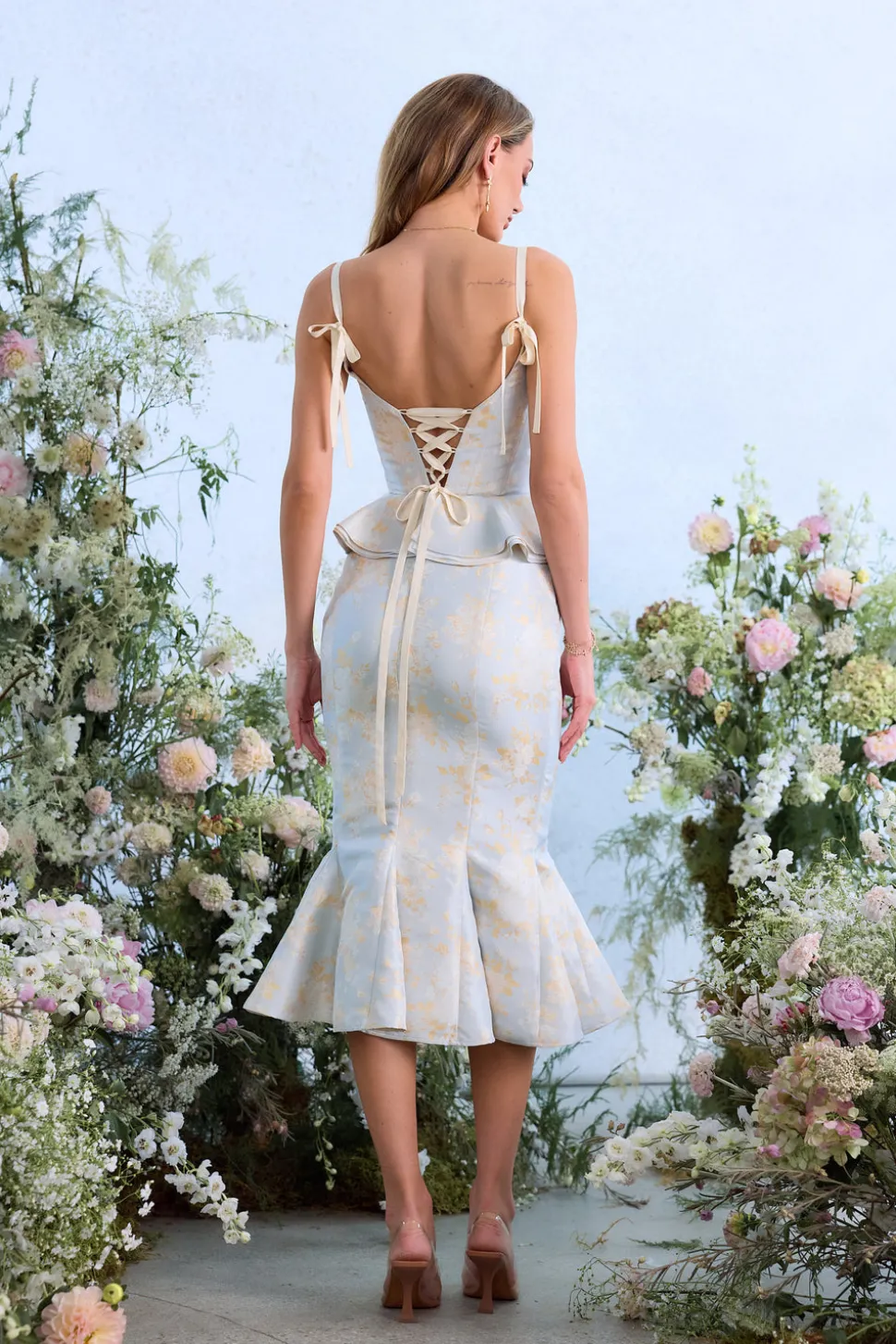 The Willa Dress in Sky Windsor Brocade