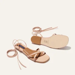 The Wrap Sandal in Rose Nappa