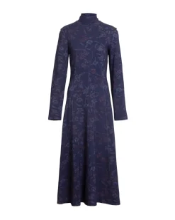 Thea Dress in Maritime Blue & Mahogany Multi