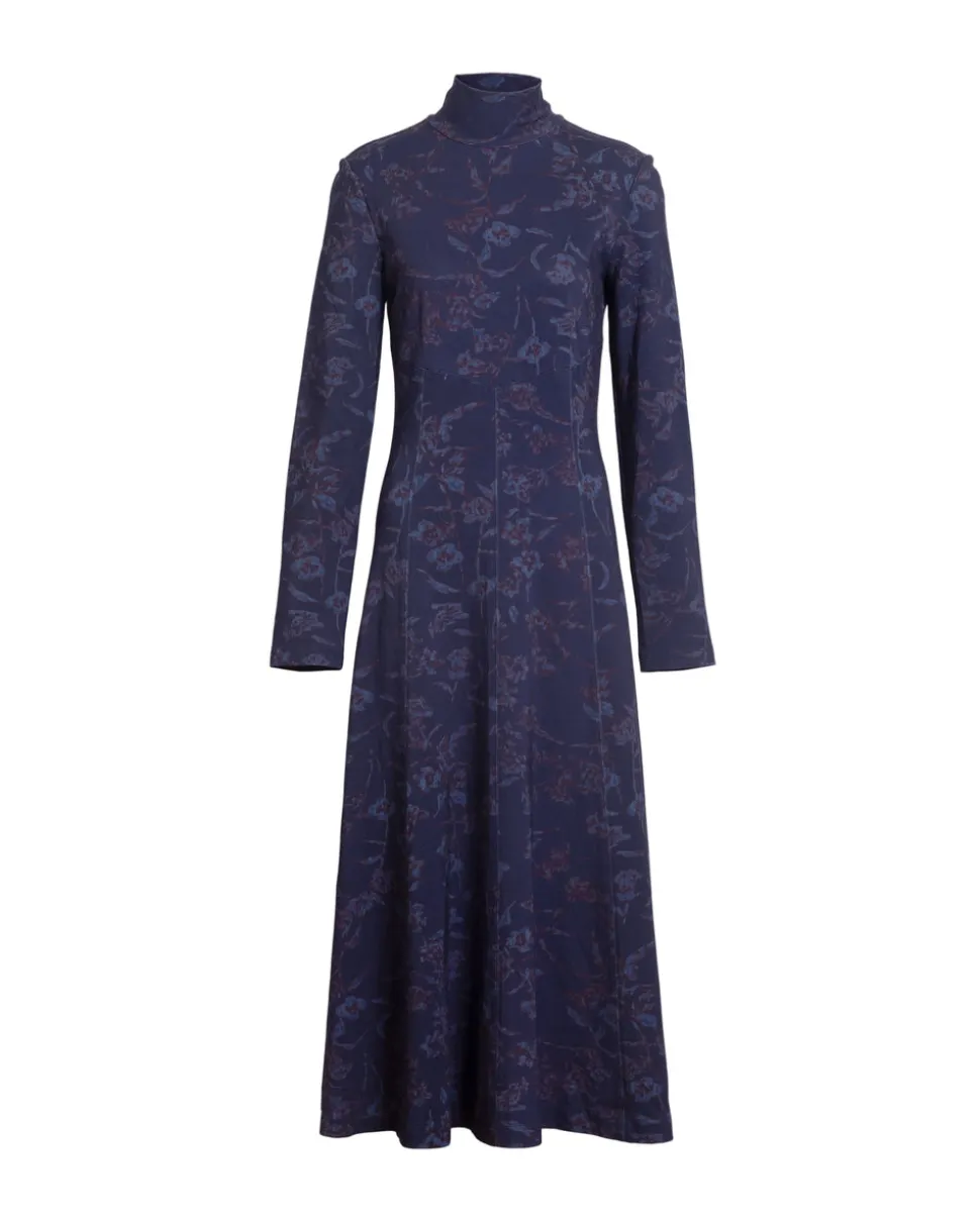 Thea Dress in Maritime Blue & Mahogany Multi