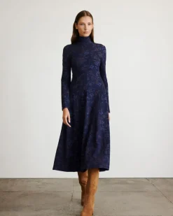 Thea Dress in Maritime Blue & Mahogany Multi