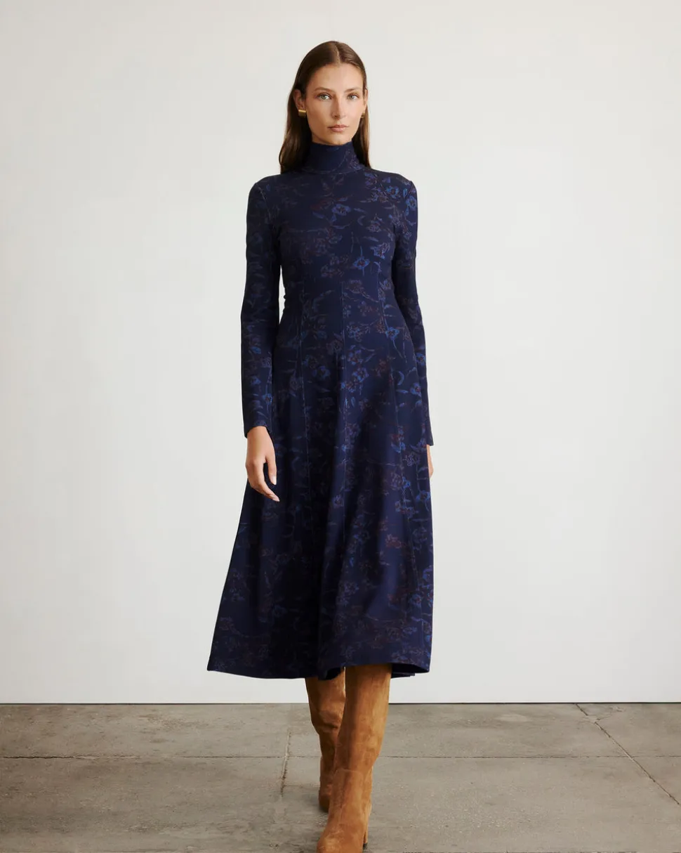 Thea Dress in Maritime Blue & Mahogany Multi