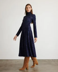 Thea Dress in Maritime Blue & Mahogany Multi