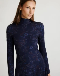 Thea Dress in Maritime Blue & Mahogany Multi