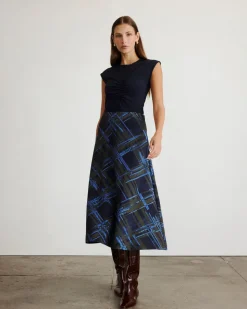 Thea Skirt in Maritime Blue & Army Multi