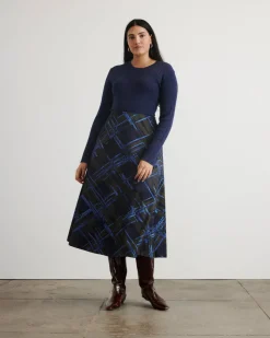 Thea Skirt in Maritime Blue & Army Multi