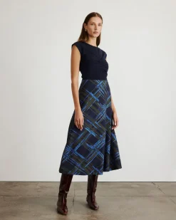 Thea Skirt in Maritime Blue & Army Multi