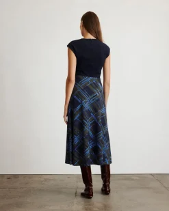 Thea Skirt in Maritime Blue & Army Multi