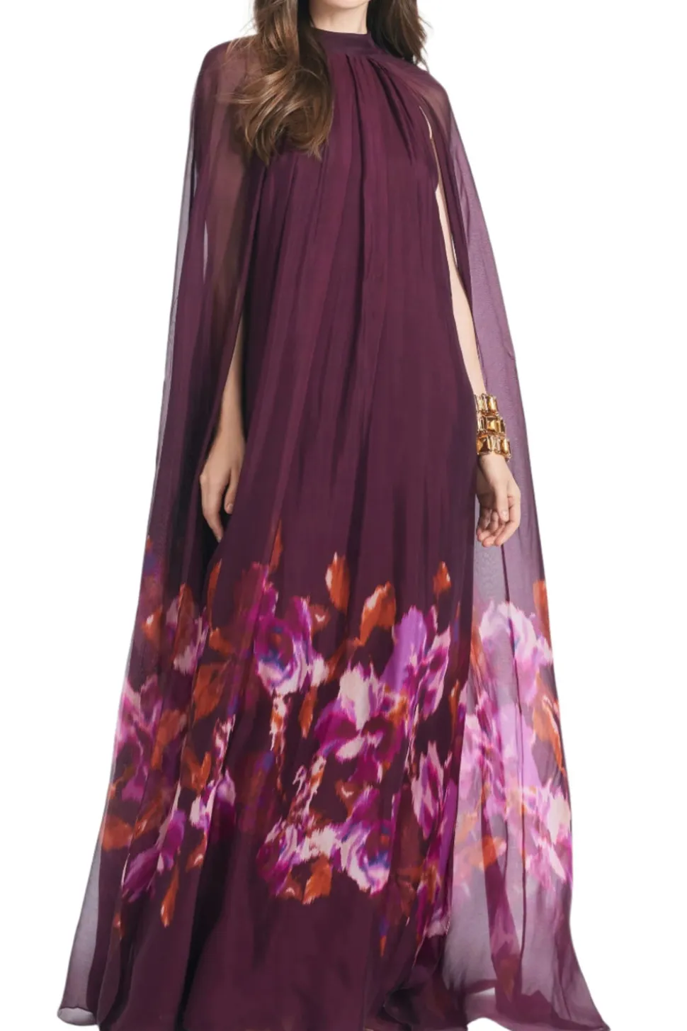 Tiana Gown in Mixed Berry Ikat Border