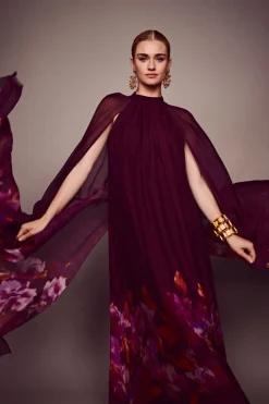 Tiana Gown in Mixed Berry Ikat Border