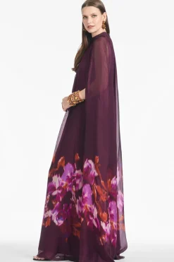 Tiana Gown in Mixed Berry Ikat Border