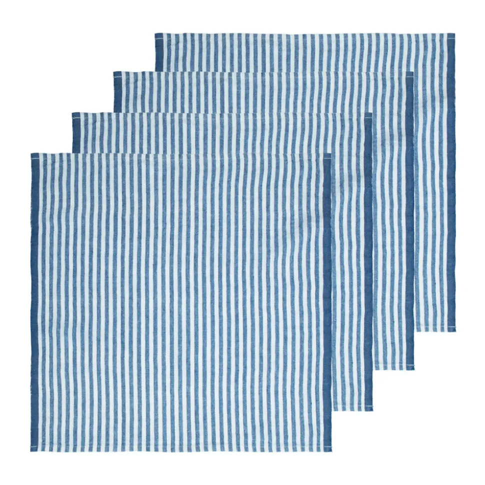 Ticking Stripe Napkin in Blueberry, Set of 4