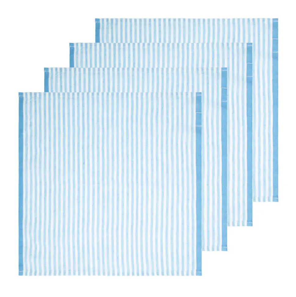 Ticking Stripe Napkin in Sky, Set of 4
