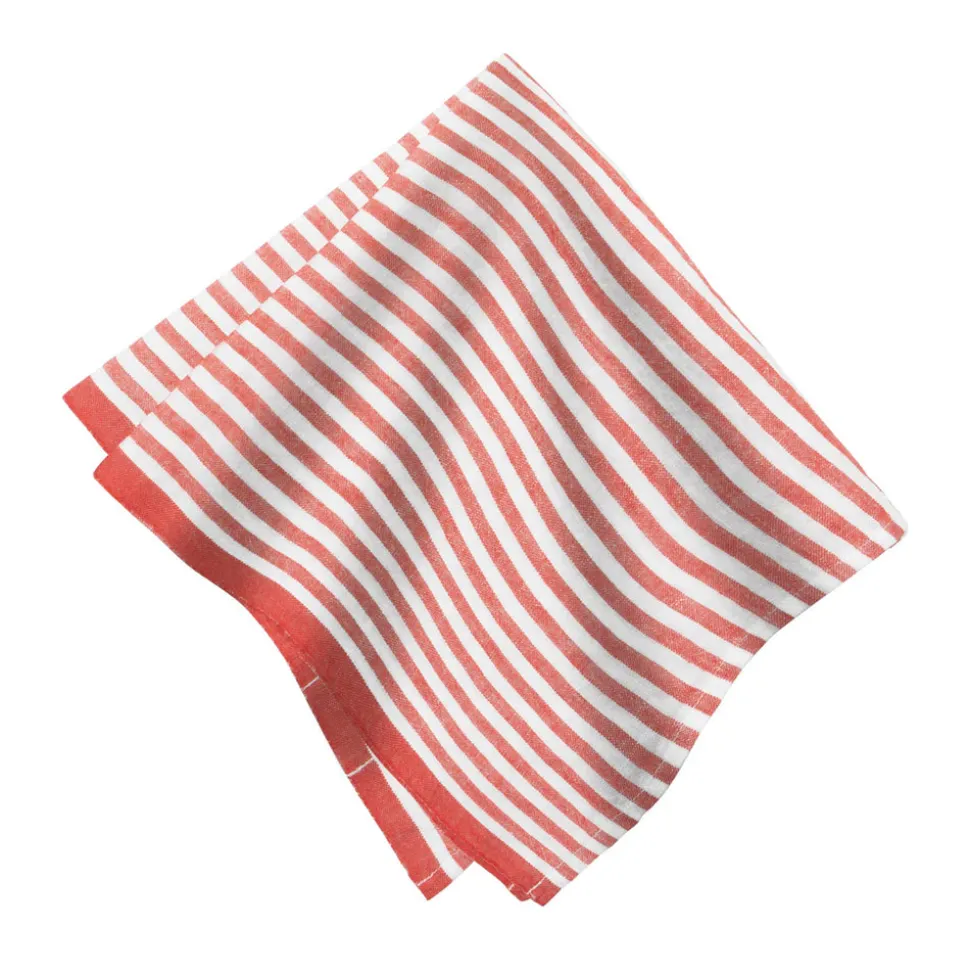 Ticking Stripe Napkin in Tomato, Set of 4