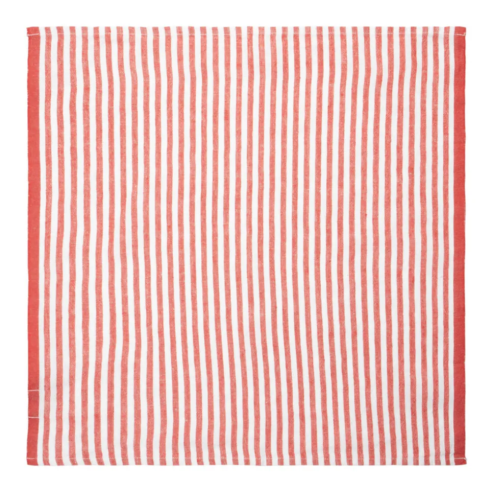 Ticking Stripe Napkin in Tomato, Set of 4