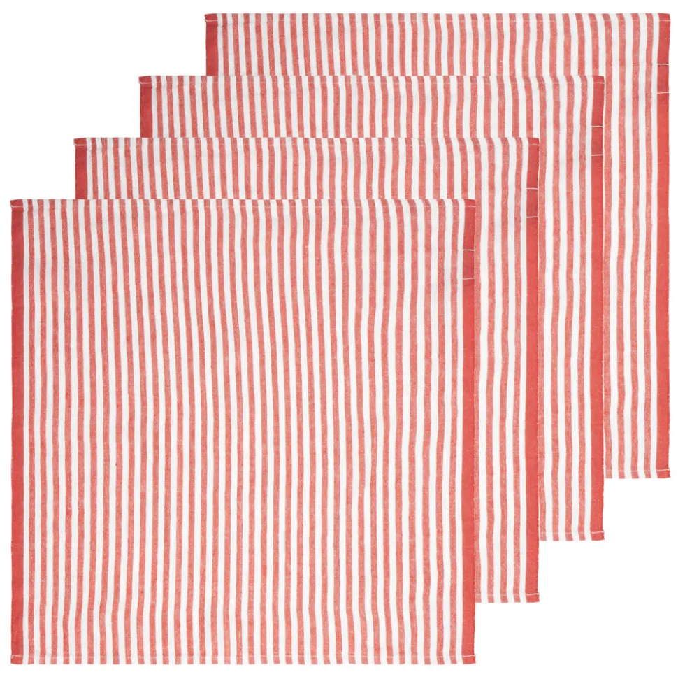Ticking Stripe Napkin in Tomato, Set of 4