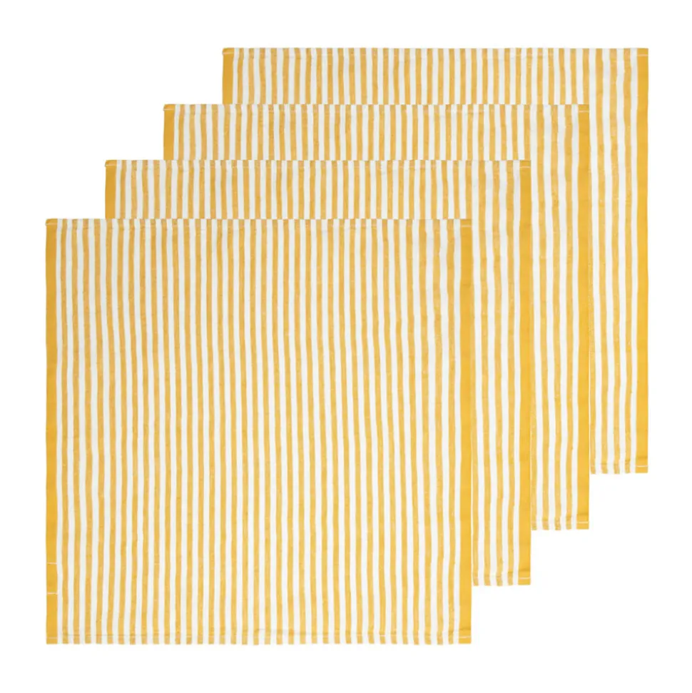 Ticking Stripe Napkin in Mustard, Set of 4