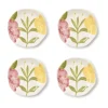 Tidbit Plates with Hand-Painted Floral Relief Design, Set of 4