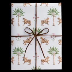 Tiger Palm Wrapping Paper In Crimson