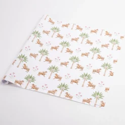 Tiger Palm Wrapping Paper In Crimson