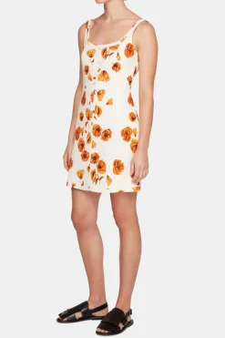 Tillie Dress In Orange Poppies Bibione Cotton