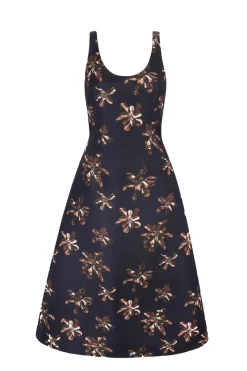 Tippi Dress in Chocolate Floral On Black Genzianella