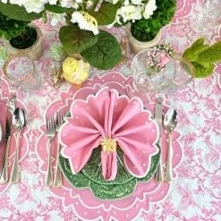 Toile de Jouy Birds Pink Tablecloth