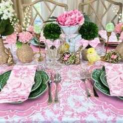 Toile de Jouy Birds Pink Tablecloth