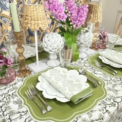 Toile de Jouy Birds Tablecloth in Sage